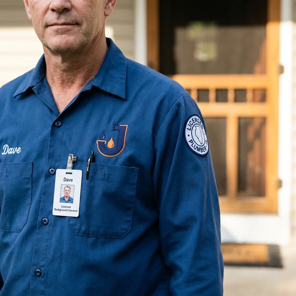 Licensed plumber showing ID badge in Mineral Wells, WV