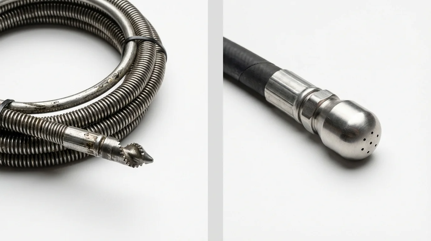 Drain snake cable and hydro jetting nozzle used for drain cleaning in Mineral Wells, WV