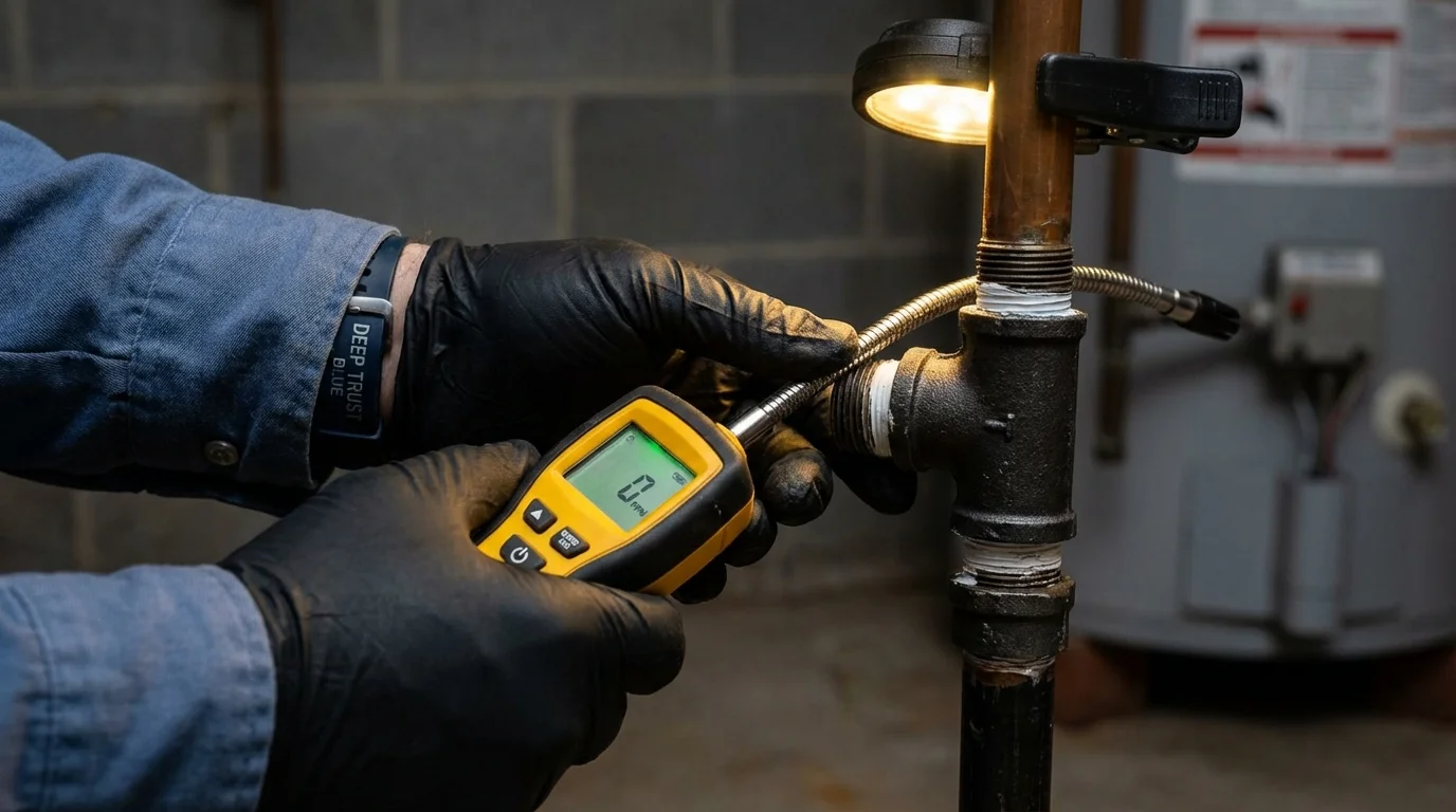 Gas leak detection with electronic sniffer by Johns Plumbing LLC in Mineral Wells